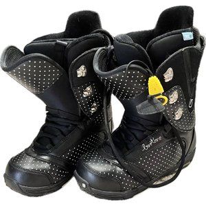 Womens Burton Lodi Snowboard Boots Imprint 2 Size 7.5 Black White Polka Dots A+!